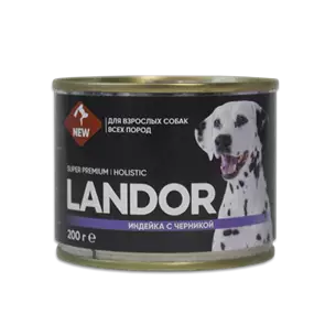 Консервы LANDOR для собак с индейкой и брусникой 200 гр