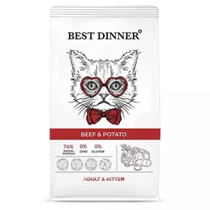 Сухой корм BEST DINNER для котят и взрослых кошек с говядиной и картофелем Adult &amp; Kitten Beef &amp; Potato