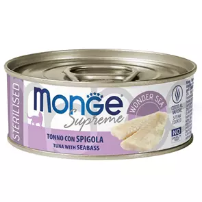 Консервы MONGE для стерилизованных кошек из тунца с морским окунем Supreme sterilized